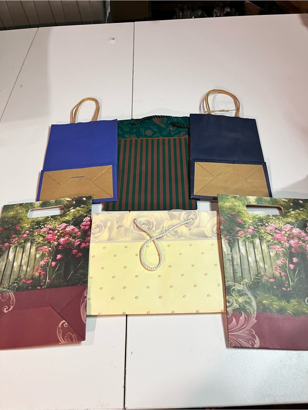 Assorted Floral and Solid Gift Bags - Multi-Color Pack 6 All Occasion